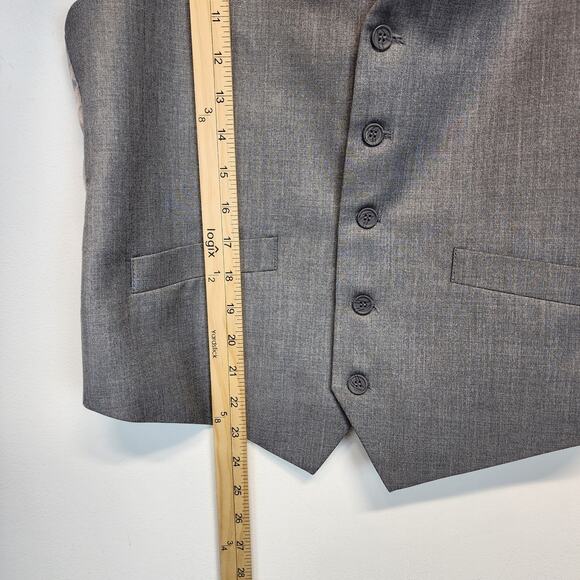 Chama Waistcoat Vest Mens M 38 Gray Rayon Blend Lined Business Wedding Formal - Picture 6 of 8